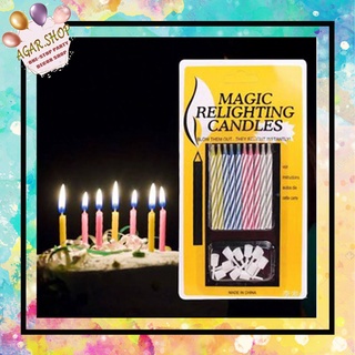 Agar.shop 10pcs Magic Relighting Candle Birthday Candles Cake Topper Birthday Decor