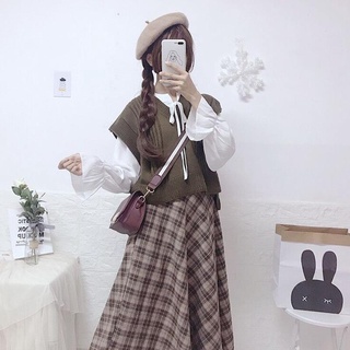 Dancing simple, charming simple three-piece suit sweaters vest + long-sleeved shirt + skirt spring and autumn idle style Japanese fashion suit partysu dress, only for the only you
