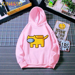 Funny Cute Among Us Cat Print Hoody For Kids Clothes Kawaii Winter Children Clothing Long-Sleeved Velvet Thickening Coat Jumper