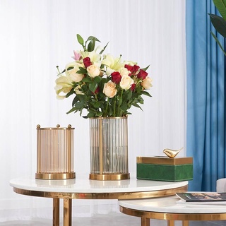 Modern American transparent light luxury glass vase decoration living room flower arrangement home Ornament Flower decorative bottle