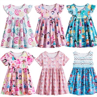 WFRV Baby Girls Children Dress Fashion Summer Clothes Kids Romper One Piece Girls Sleeveless Printed