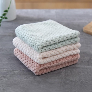 Coral Fleece Double Sided Cloth Kitchen Super Absorbent Hand Towel Plain Washcloth