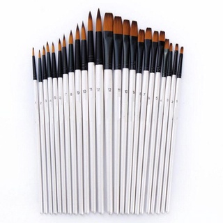 12Pcs Tip / Flat Paint Brushes Paint Brushes Set Artist Paint Brushes Set Acrylic Oil Watercolor