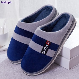 2021 new cotton slippers female couple men s winter warmth and velvet non-slip indoor household home shoes