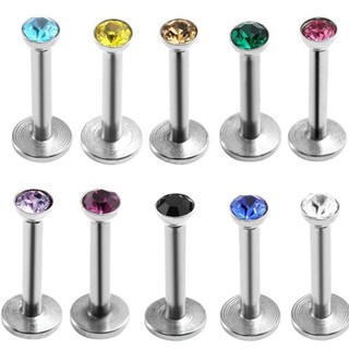 [COD]10pcs Multi Colors Hypoallergenic Stainless Steel Labret Lip Ring Set Tragus