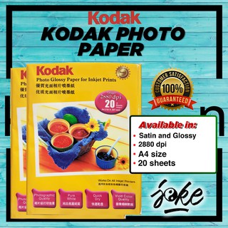 KODAK PHOTO PAPER 235GSM A4 GLOSSY/SATIN (20 SHEETS)