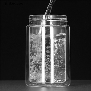 【jinkeqcool】 300ml Glass Water Bottle Infuser Tumbler Double Wall Glass Tea Drinking Cup Hot