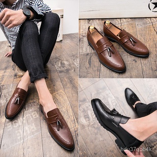 Men's leather Business Tassel Slip-On Loafer Oxford Shoes Low-Cut Formal Shoes hNYn