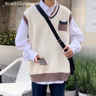 Japanese retro sweater vest men 2021 new sleeveless v-neck knitted vest loose Korean version M-2XL