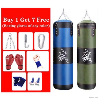 【SPOT】☄✚【Buy 1 Free 7】Boxing Empty Punching Sand Bag with Chain Training 80cm 100cm 120cm （Blue）（Gr