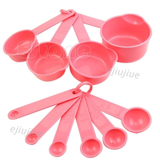 cc 10Pcs Pink Plastic Measuring Spoons Cups Tablespoon Set Tools For Baking Coffee