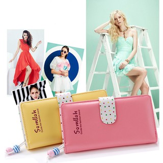 Ladies Pink Dot Korean Trendy Cellphone Long Wallet (8)
