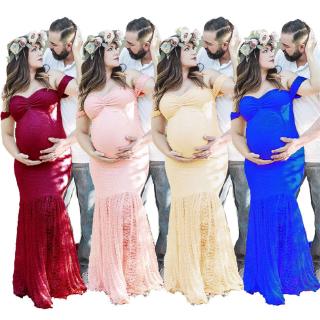 Pregnant Womens Off Shoulder Lace Maxi Dress Maternity Photography Props