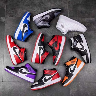 Nike Jordan1 high cut basketball shoes for women's and men's Sneakers Running shoes
