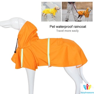 ☼☞Outdoor Dog Raincoat With Hat PU Waterproof Jacket Safety Reflective Puppy Poncho Hooded Rain Coat