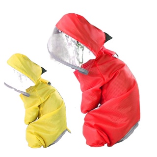 ◄™[vip]Pet Dogs Cat Raincoat Dinosaur Jacket Rainwear Waterproof 4-Legs Hooded Coat