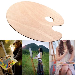 Ready Stock/◘Art Supplies Palette Watercolor Oil Painting Wooden Oval (1)
