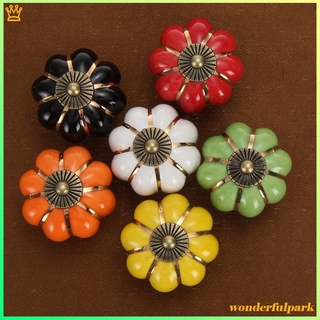 New ❋ 6 Color Vintage Pumpkin Ceramic Door Knobs Cabinet Drawer Cupboard Kitchen Pull Handle ❣