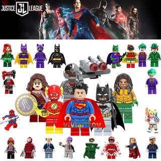 Justice League Minifigures Superman Batman Wonder Woman Aquaman Flash DC Super Heroes Building Blocks Toys