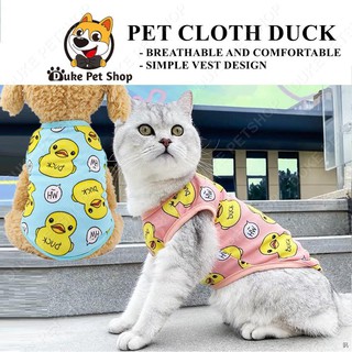 Cute Pet Dog Cat Clothes Spring Summer Breathable Cartoon Duck Pattern Cat Puppy Mesh Vest