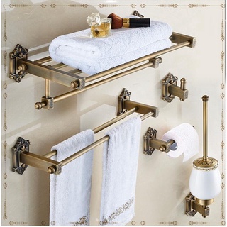 Antique Bronze Bathroom Accessories European Style Solid Brass Bathroom Hardware Set Wall Mount Carved Bathroom Products