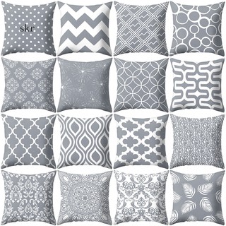 SKR✫Gray Geometric Square Throw Pillow Protector Case Cushion Cover Bedding Articles