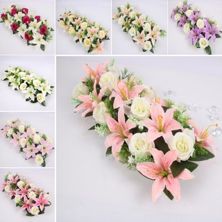 Artificial Row Flower Road Flower Wedding Way Decoration Arch Door Making Lily Rose