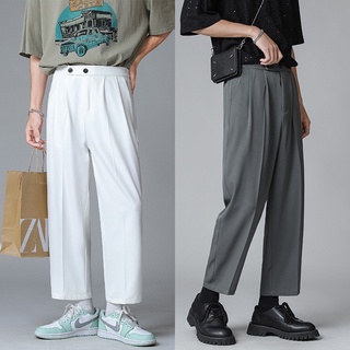 Korean Style Pants Fashion Solid Color Suit Pants Casual Nine Point Pants Straight Leg Pants Men FK-3db00a