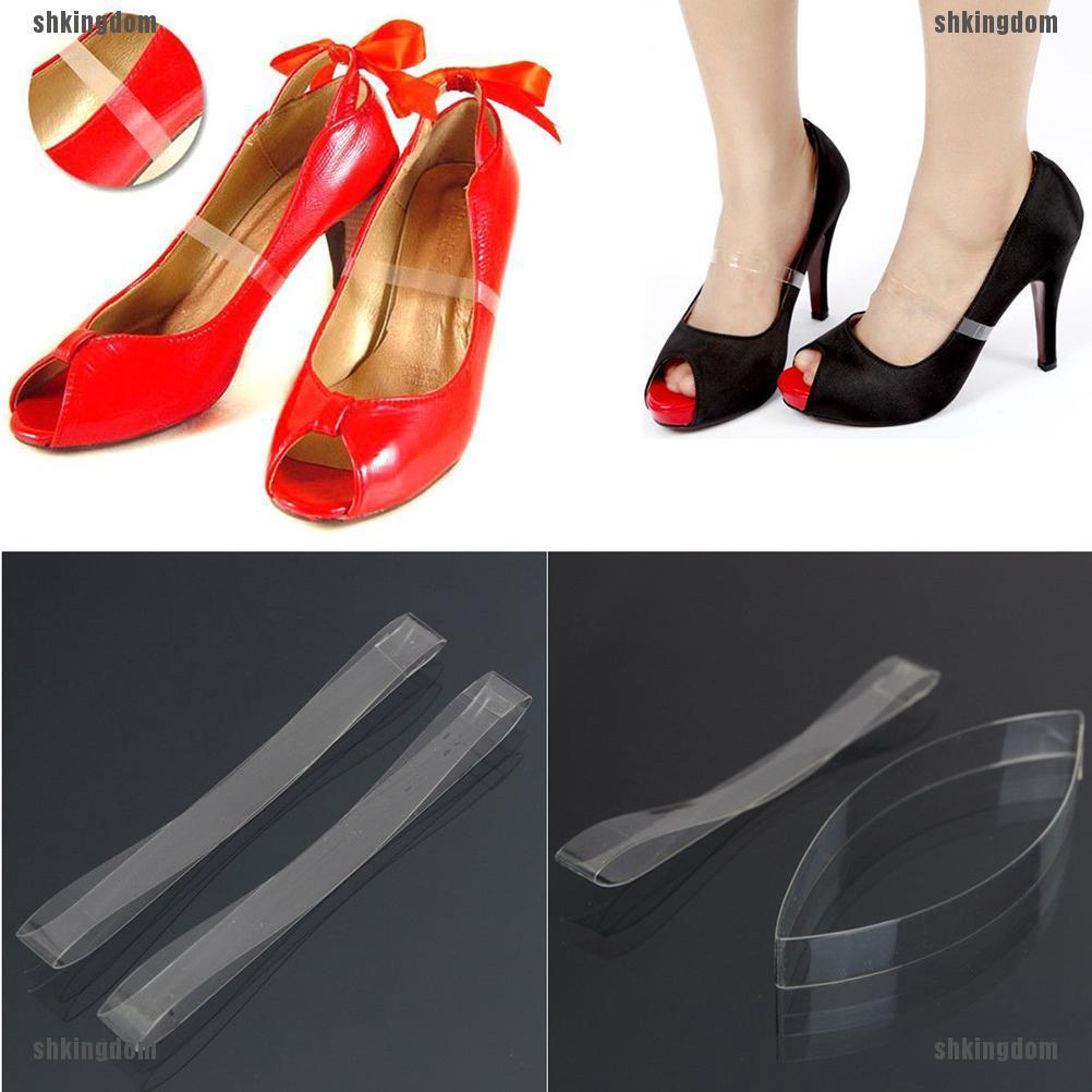 SHKING 1 Pair Clear Transparent Invisible High Heel Shoe Straps For Holding Loose shoes