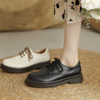 Small Leather Shoes Female British Wind 2021 Leather Black Flat