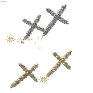 ❐✺ON HAND 100% Real Diamond Cross Earrings and Necklace Set in 18K Gold with certificate PAWNABLE