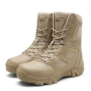 [Readystock] tactical boots safety boots Wu Jing the same style Martin boots men shoes British mid-top tooling, snow wear non-slip desert boots high-top short boots hiking shoes safety shoes