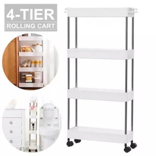 CQW 4 Layer Moving Trolley Rack Kitchen Storage Shelf Cabinets Home Bedroom Bathroom Organizer