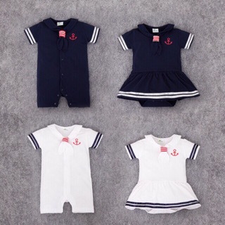 Baby Sailor Boy and Girl Romper Dress White Black Blue