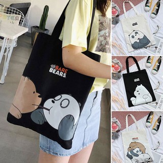 cute cartoon bear canvas shoulder bag tote bag big handbag casual bag shopping bag