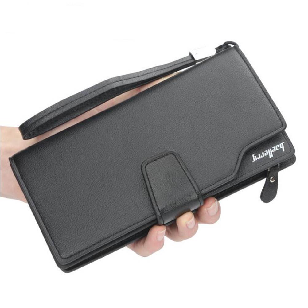 Men's PU Leather Zip Long Wallet Clutch Card Holder Purse