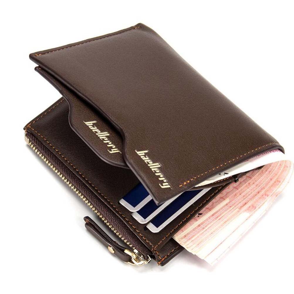 Men's Leather Wallet Credit Card Purse Short Cash Clutch (1)