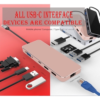 5G aluminum alloy hub, adapters can use 10 kinds of interface at the same time, docking station compatible with USB-C / Type-C interface of all devices