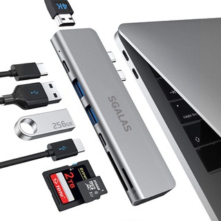 SGALAS Thunderbolt 3 Adapter USB Hub Usb C to Hdmi Usb Type C 3.0 TF/SD Reader Slot PD for MacBook Pro