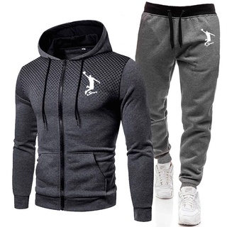 track pants☋♨┋2021New Men's Football Sets Zipper Hoodie+Pants Two Pieces Casual Tracksuit Male Sport