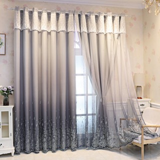 Full Shading Double Layer Curtain Yarn Bedroom Bay Window Living Room