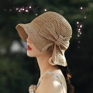 Buy 1 Get 1 clip✅New Handmade Straw Hats Ladies Bow Folding Straw Hats Japanese Arts Holiday Beach Hats