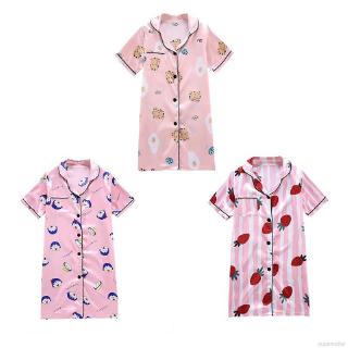 【Superseller】Ready Stock Pajama Dress For Kids Girls Cartoon Rayon Cartoon Nightgown Sleepwear Pajamas Dress 4-14 Years Old (7)