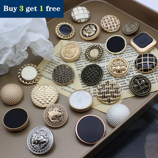 British Style Metal Button Anna Family Black Round Square Tweed Coat Button Flat Suit Buttons (1)