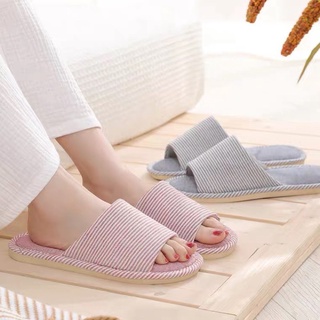 ◇✤✸Japanese cotton linen Stripe indoor slippers non-slip thick-soled fashion slipper
