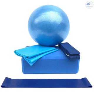 Frew-5pcs Yoga Equipment Set Include Yoga Ball Yoga Blocks Stretching Strap Resistance Loop Band Exercise Band (6)