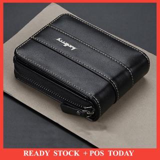 Men Leather Short Wallet Bifold Zip Wallet Slim Coin Purse Card Holder Wallet for Men