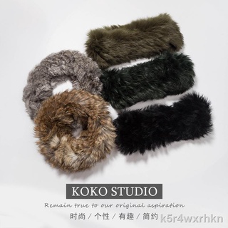 Outing in autumn and winter, wide-brimmed fur hairband, female vintage retro real rabbit fur hair ba