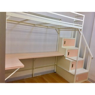 Loft bed with staircase and study area
