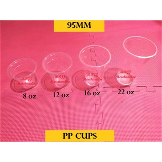 95MM PP/Y Cups Plastic (CUPS ONLY) 8oz 12oz 16oz 22oz for Milktea/Fruit Shakes/Juice-[100pcs] CLEAR